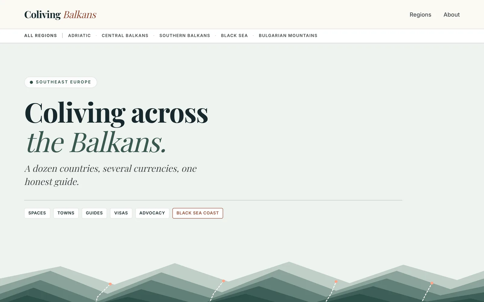 The coliving-balkans.com homepage