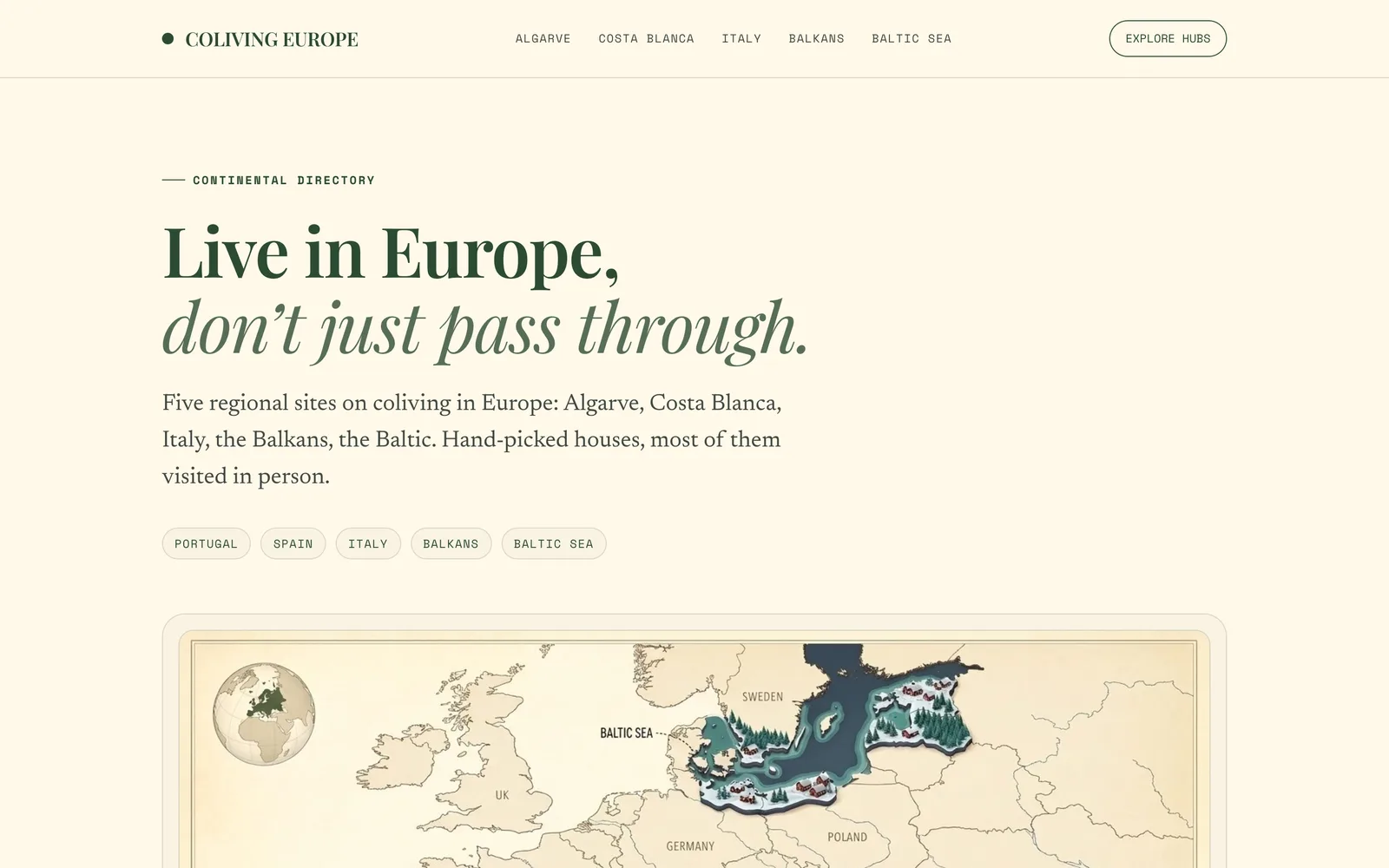 The coliving-europe.com homepage